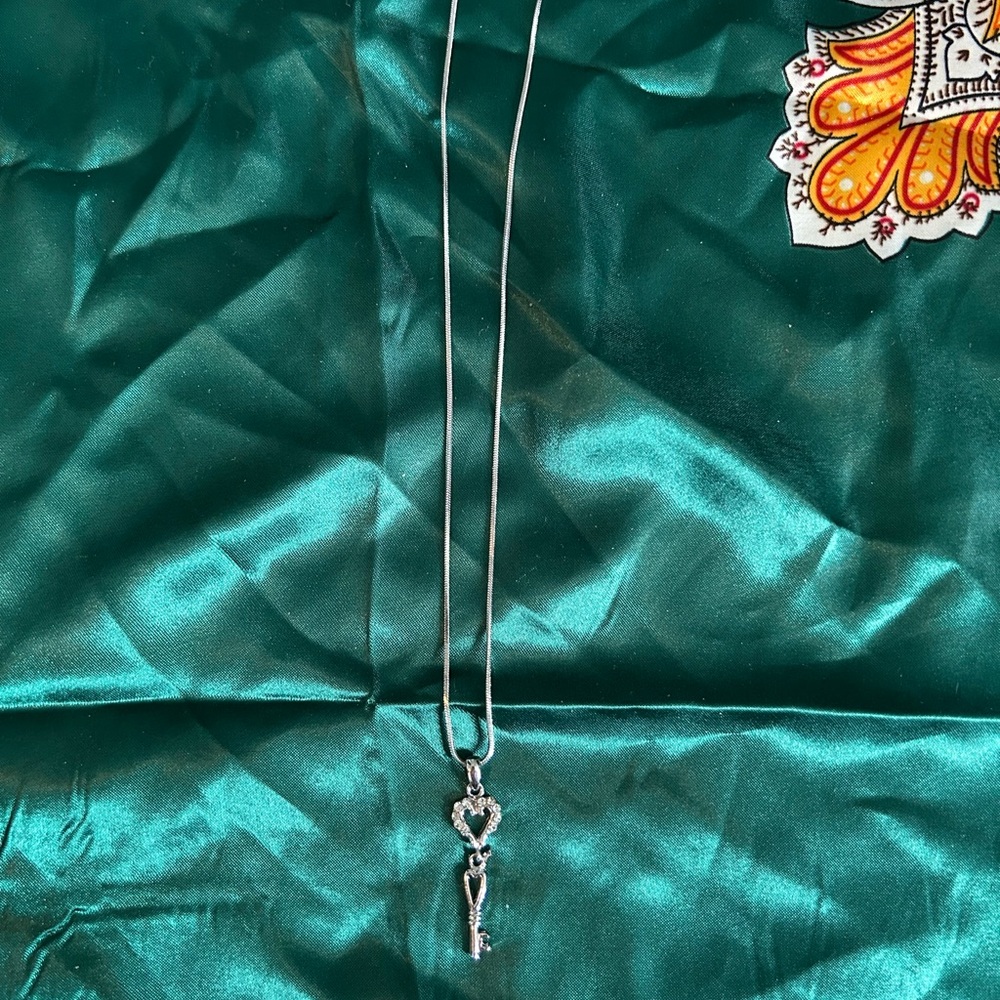 Heart skeleton-key necklace